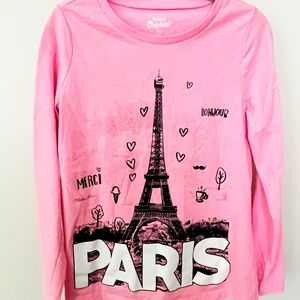 OshKosh B'gosh Girls Hot Pink Paris Long Sleeve T-Shirt Size 12
